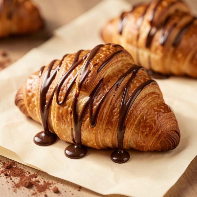 Golden croissants with chocolate ganache